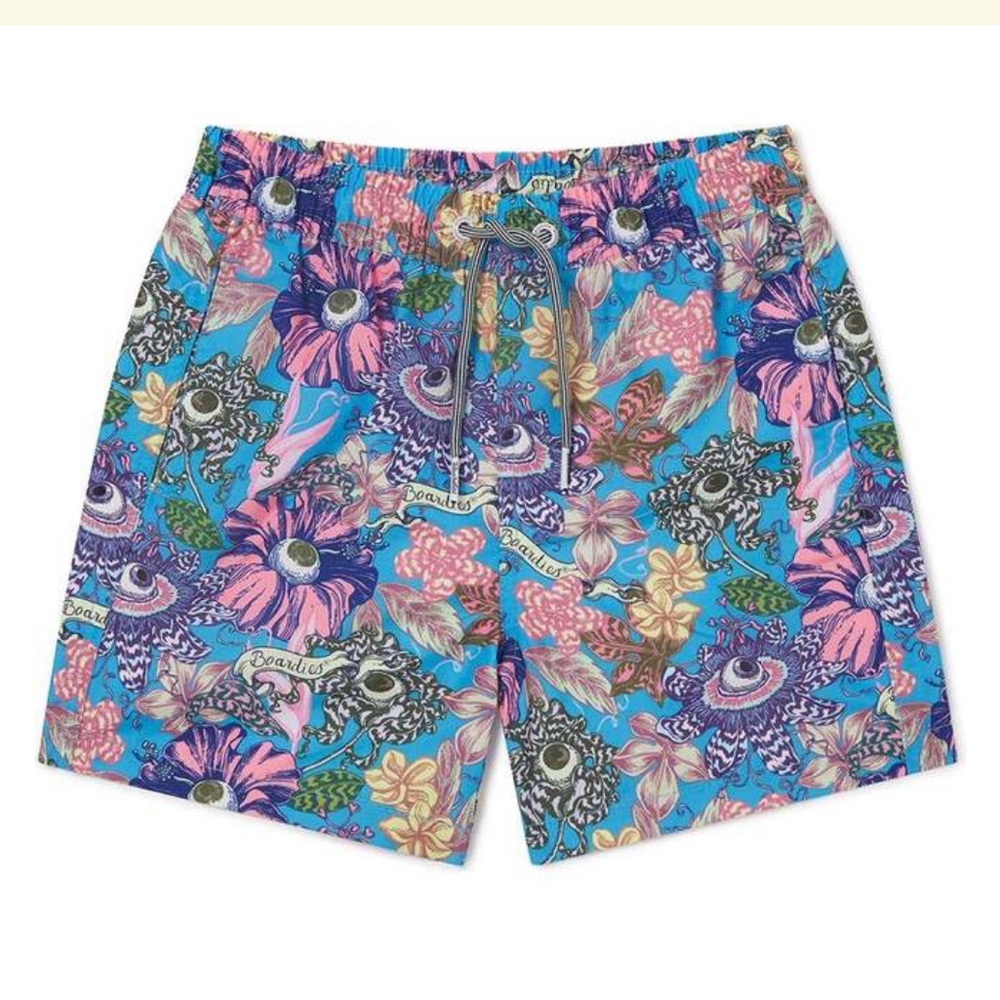 BOARDIES Kids Tropical Eyeballs Swim Trunks in Blue NWT size 11-12 boys